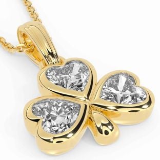 Diamond Gold Silver Shamrock Necklace