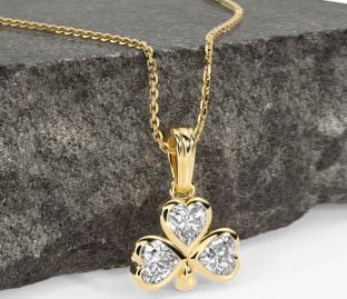 Diamond Gold Silver Shamrock Necklace