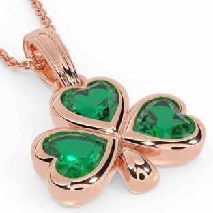 Emerald Rose Gold Shamrock Necklace