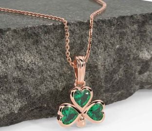 Emerald Rose Gold Shamrock Necklace