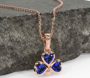 Sapphire Rose Gold Shamrock Necklace