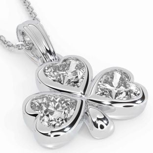 Diamond Silver Shamrock Necklace