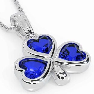 Sapphire Silver Shamrock Necklace