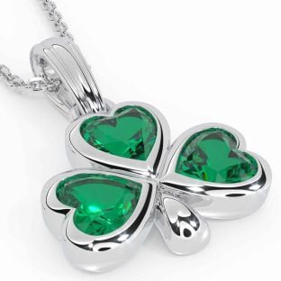 Emerald White Gold Shamrock Necklace