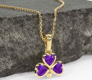 Amethyst Gold Shamrock Necklace