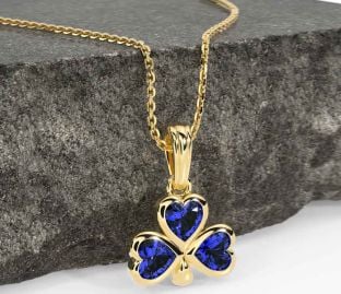 Sapphire Gold Shamrock Necklace