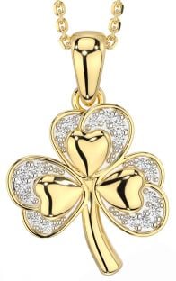 Diamond Gold Silver Shamrock Necklace