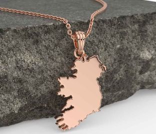 Rose Gold Celtic Map of Ireland Necklace