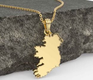 Gold Celtic Map of Ireland Necklace
