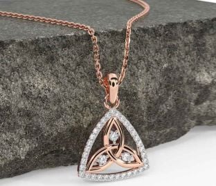 Diamond Rose Gold Celtic Trinity Knot Necklace