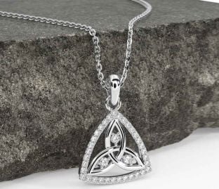 Diamond White Gold Celtic Trinity Knot Necklace