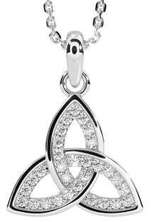 Diamond White Gold Celtic Trinity Knot Necklace