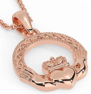 Rose Gold Celtic Claddagh Necklace