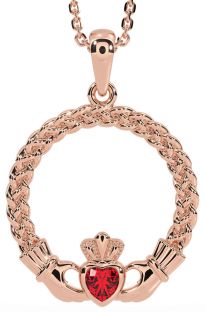 Ruby Rose Gold Silver Celtic Claddagh Necklace