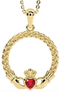 Rubin Gold keltisch Claddagh Halskette