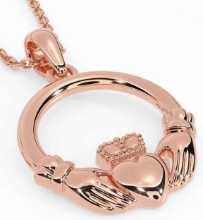 Rose Gold Silver Claddagh Necklace