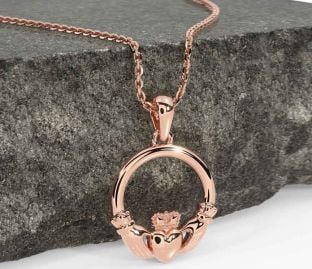 Rose Gold Silver Claddagh Necklace
