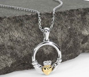 Gold Silver Claddagh Necklace