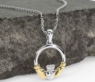 Gold Silver Claddagh Necklace