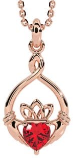 Ruby Rose Gold Silver Claddagh Necklace