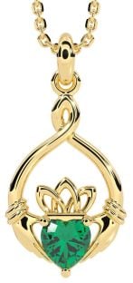 Smaragd Gold Silber Claddagh Halskette