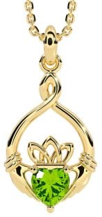 Peridoot Goud Zilver Claddagh Halsketting