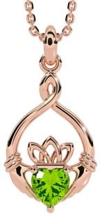 Peridot Rose Gold Claddagh Necklace