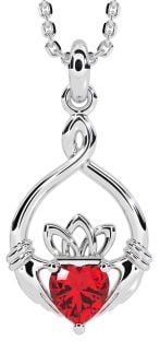 Ruby Silver Claddagh Necklace