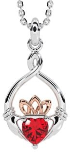 Ruby Rose Gold Silver Claddagh Necklace