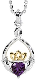 Alexandrite Gold Silver Claddagh Necklace