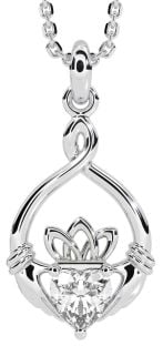 Diamond White Gold Claddagh Necklace