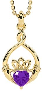 Amethyst Gold Claddagh Necklace
