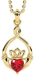 Ruby Gold Claddagh Necklace