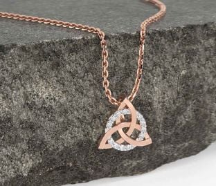 Diamant Rose Gold keltisch Dreieinigkeit Knoten Halskette
