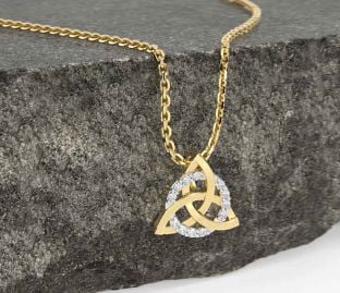 Diamond Gold Celtic Trinity Knot Necklace