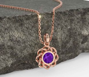 Amethyst Rose Gold Silver Celtic Necklace