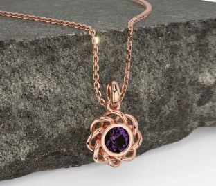 Alexandrite Rose Gold Silver Celtic Necklace