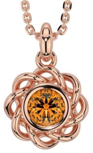 Citrine Rose Gold Silver Celtic Necklace