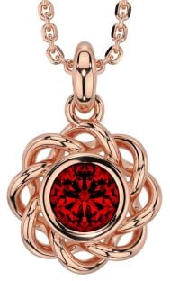 Garnet Rose Gold Silver Celtic Necklace