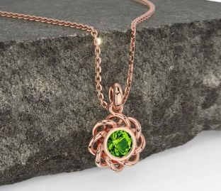 Peridot Rose Gold Silver Celtic Necklace