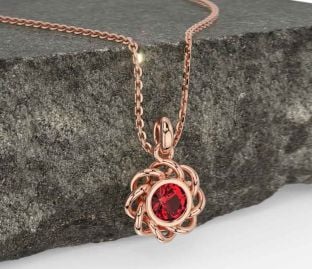 Ruby Rose Gold Silver Celtic Necklace