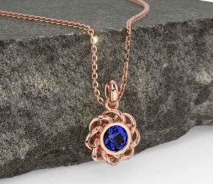 Sapphire Rose Gold Silver Celtic Necklace