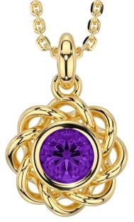 Amethyst Gold Silver Celtic Necklace