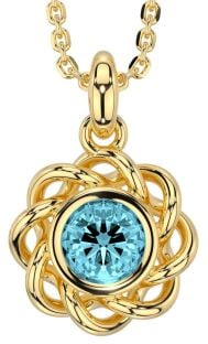 Aquamarine Gold Silver Celtic Necklace