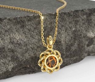 Citrine Gold Silver Celtic Necklace