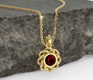 Garnet Gold Silver Celtic Necklace