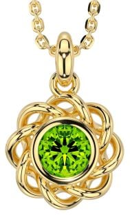 Peridot Gold Silver Celtic Necklace