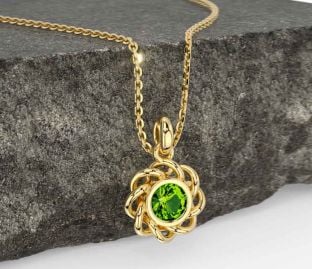 Peridot Gold Silver Celtic Necklace