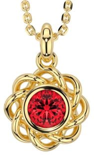 Ruby Gold Silver Celtic Necklace