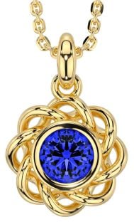 Sapphire Gold Silver Celtic Necklace